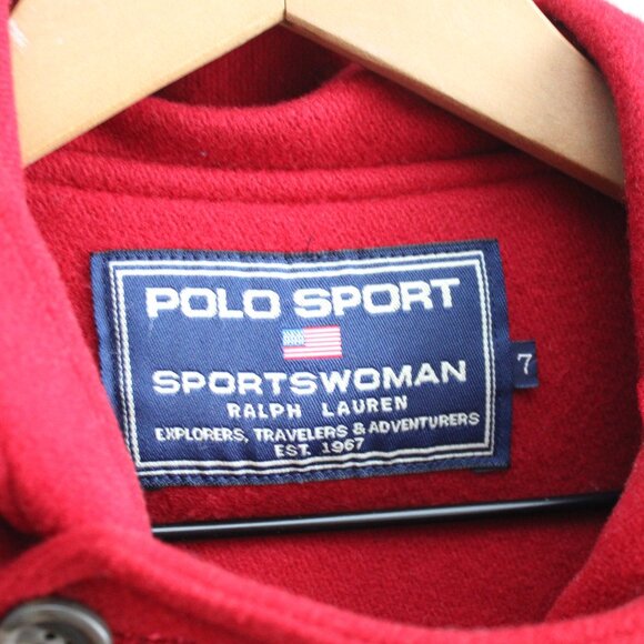 Polo Sport Ralph Lauren Women's VTG Red Duffle Hooded Coat Jacket Japan Small - Picture 2 of 6